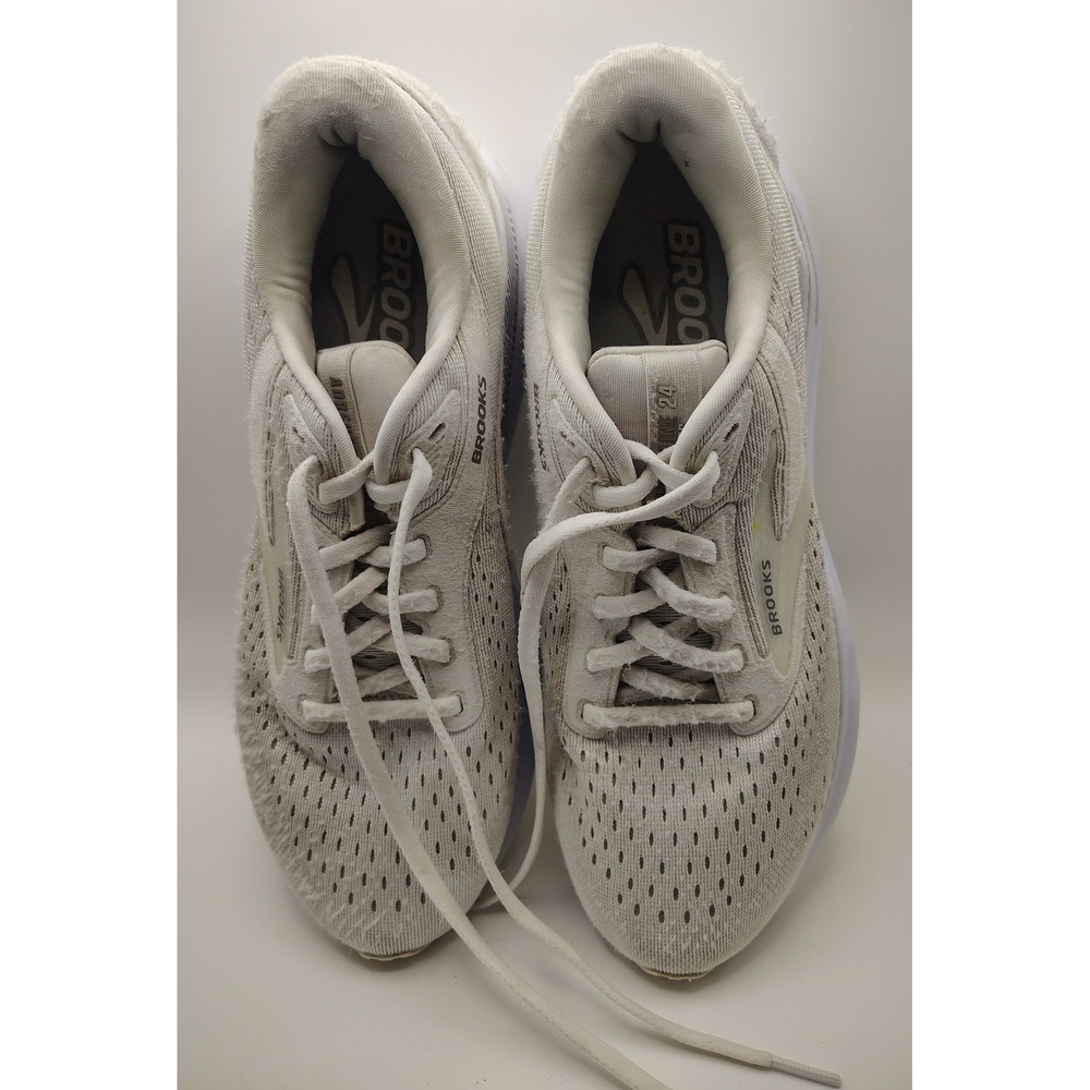 Brooks Adrenaline GTS 24 Womens 9.5 White Grey Running Shoes 1204261B148